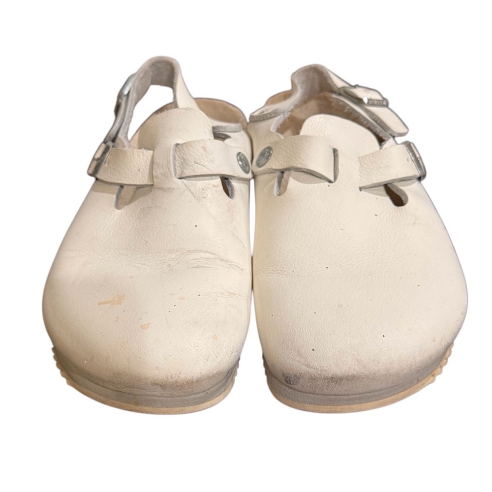 Birkenstock White Tokyo Leather Mules clogs size L9/ M7 - Picture 2 of 12